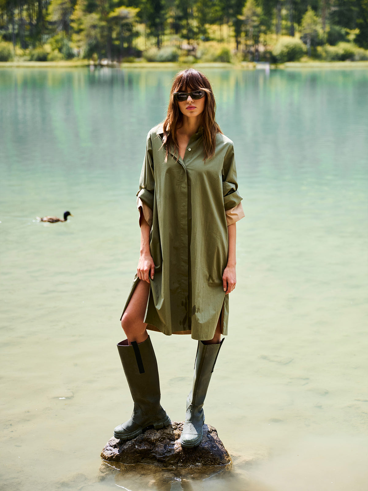 Caron Dress | Moss Green