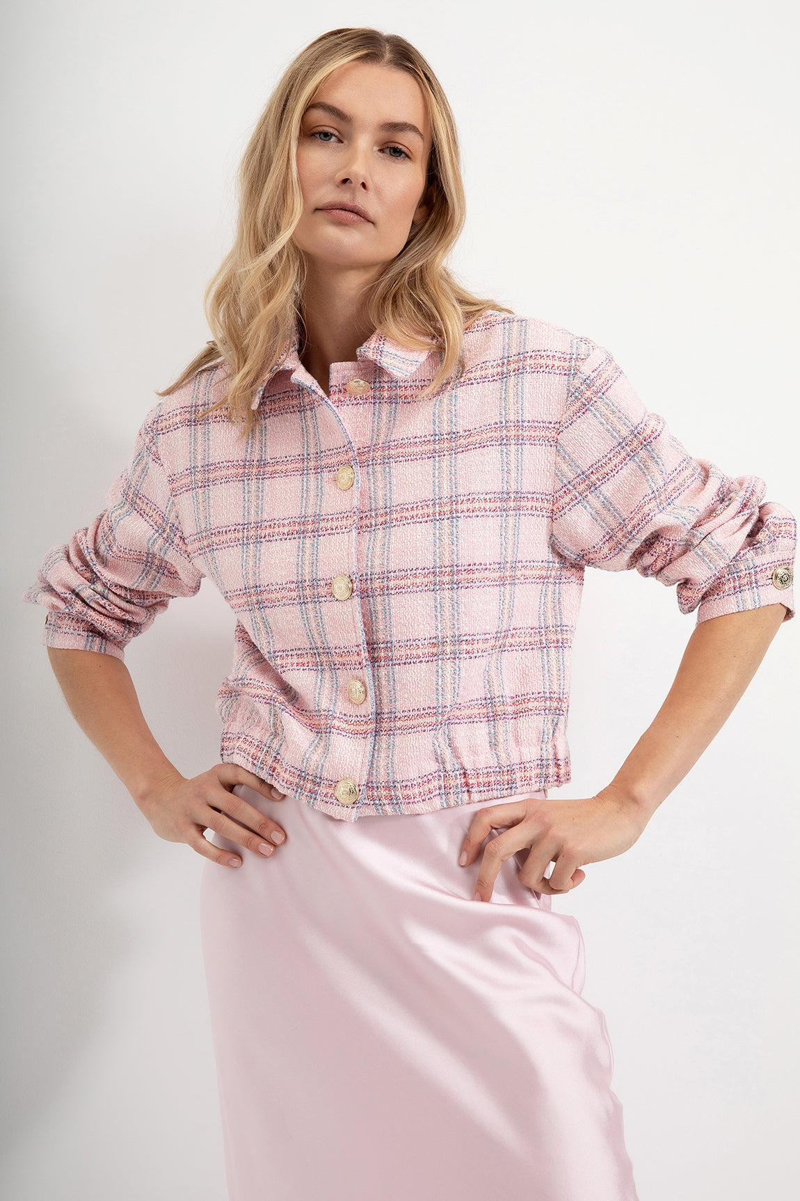 Bouclé Checkered Jacket Daria | Soft Pink check