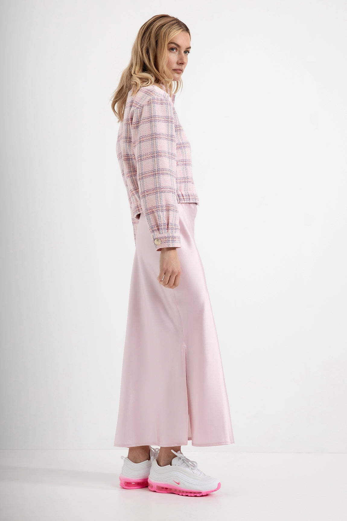 Bouclé Checkered Jacket Daria | Soft Pink check