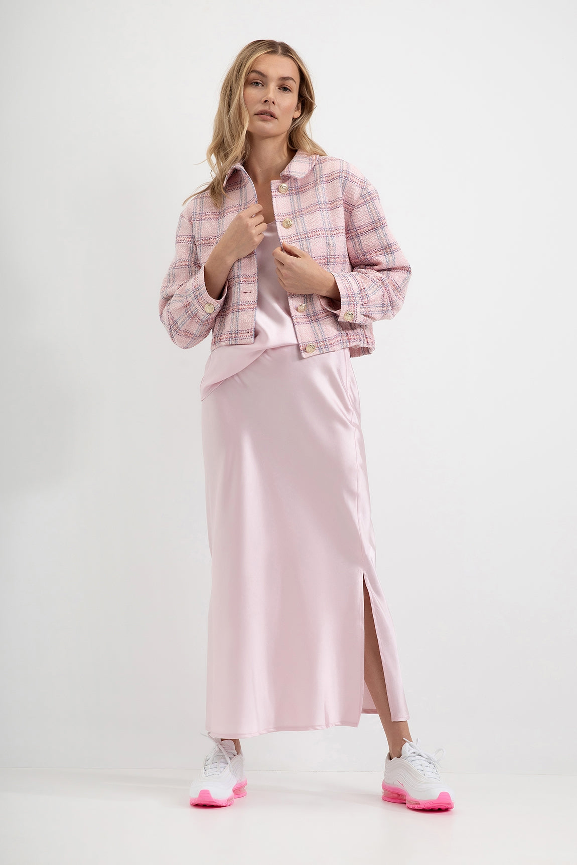 Bouclé Checkered Jacket Daria | Soft Pink check