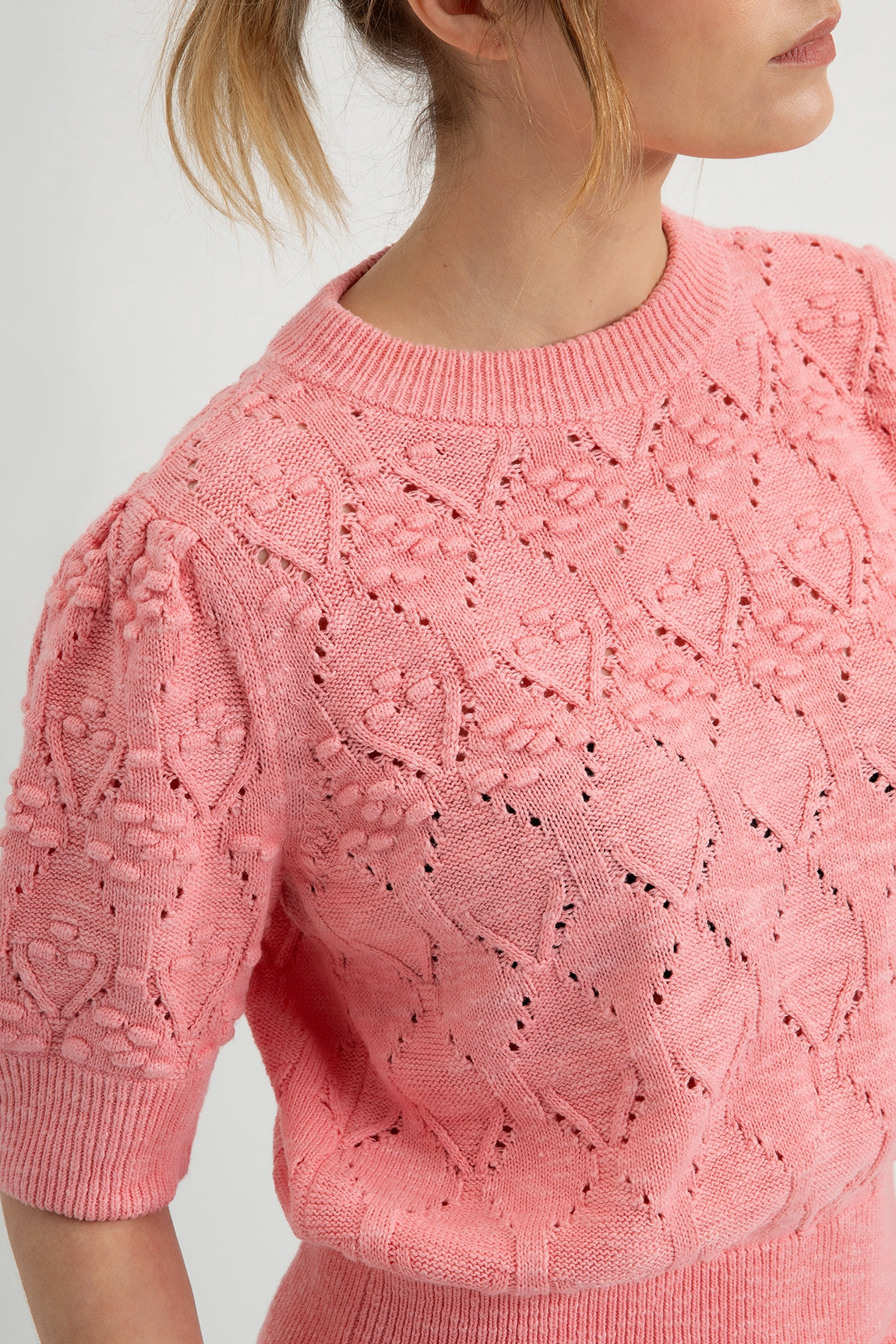 Cotton Ajour Sweater Diewertje | Bubblegum