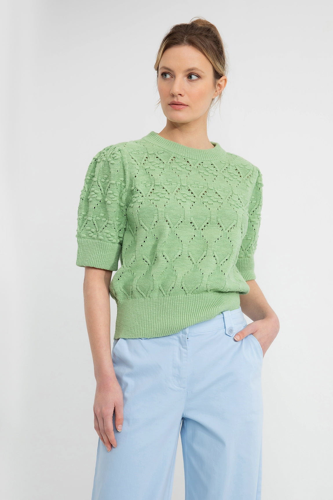 Cotton Ajour Sweater Diewertje | Sea Green