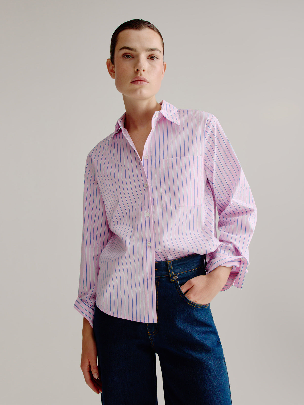 Leon blouse | Light Pink stripe