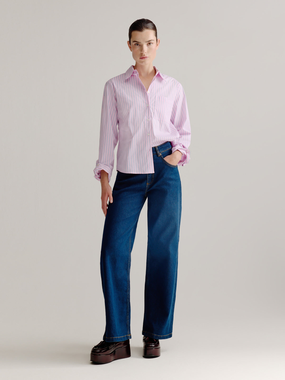 Leon blouse | Light Pink stripe