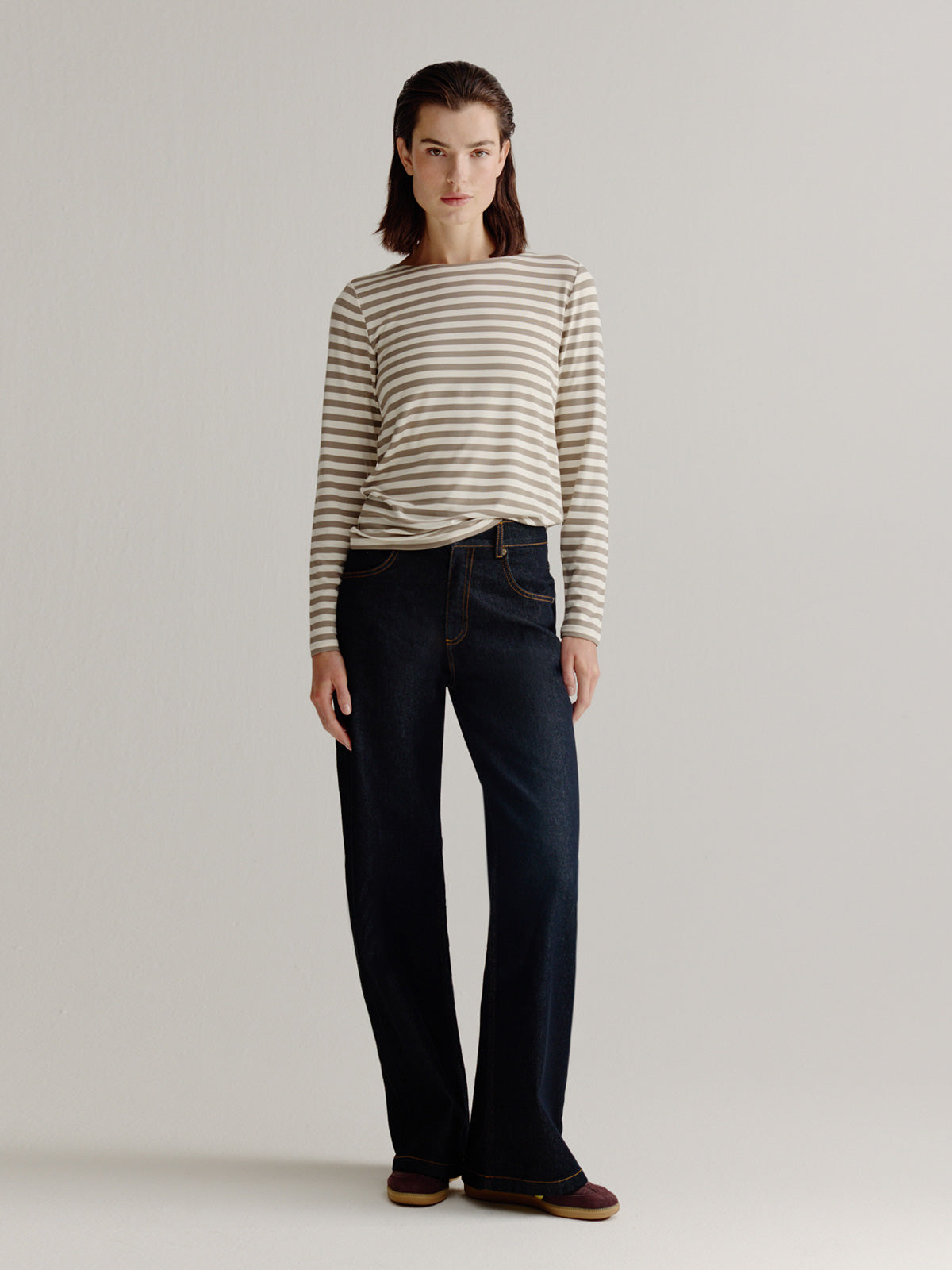 Aline t-shirt stripe | Light Khaki