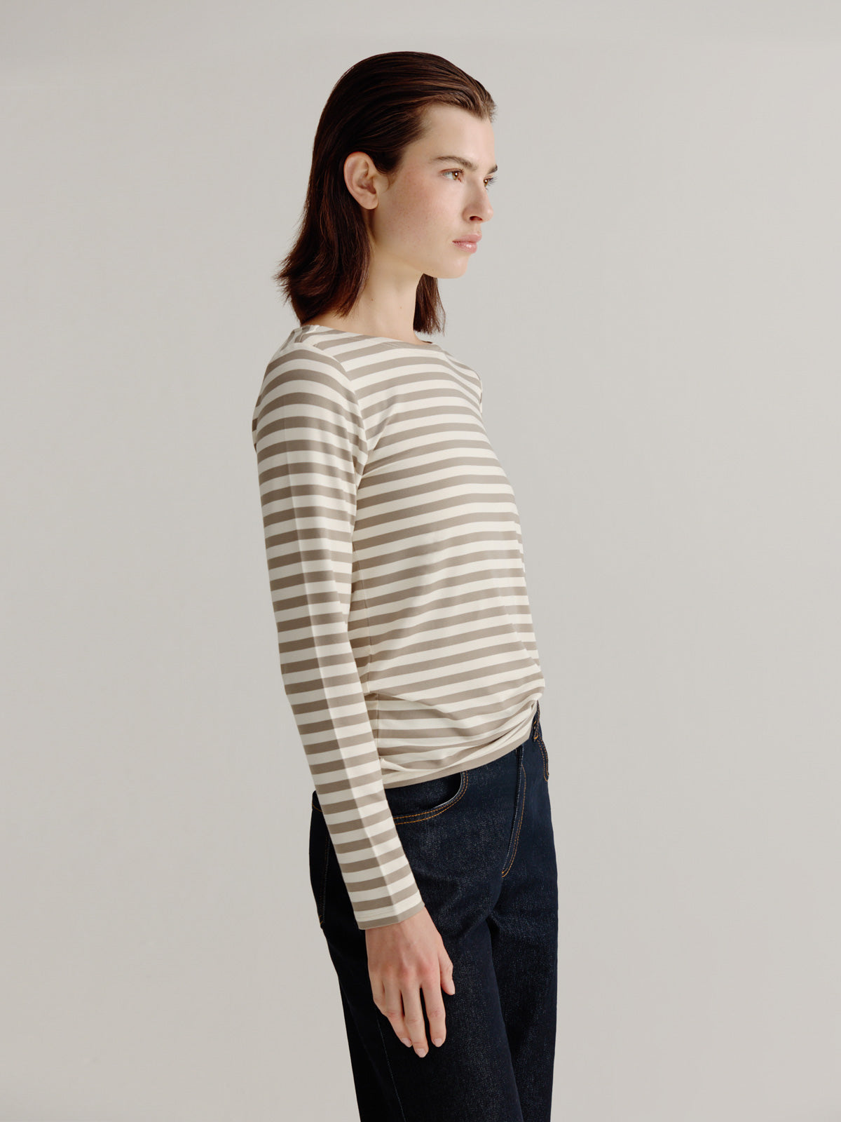 Aline t-shirt stripe | Light Khaki