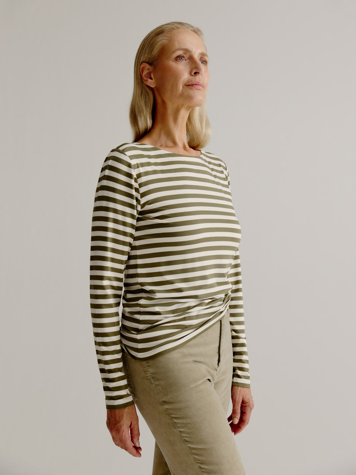 Aline t-shirt stripe | Moss Green