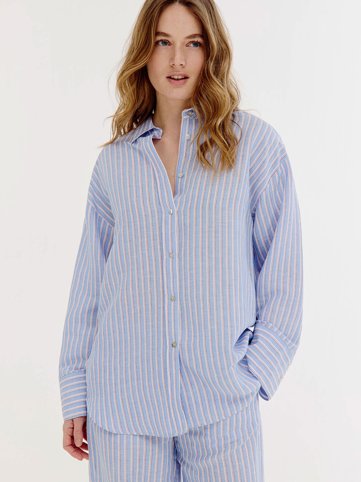 Brandy Blouse | Light Blue stripe