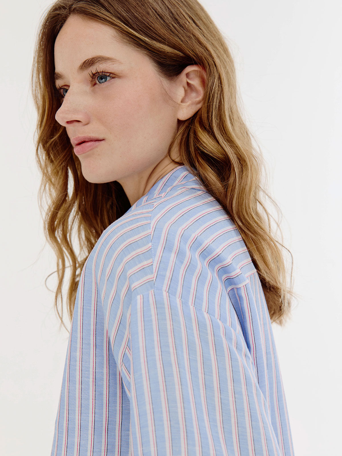 Brandy Blouse | Light Blue stripe