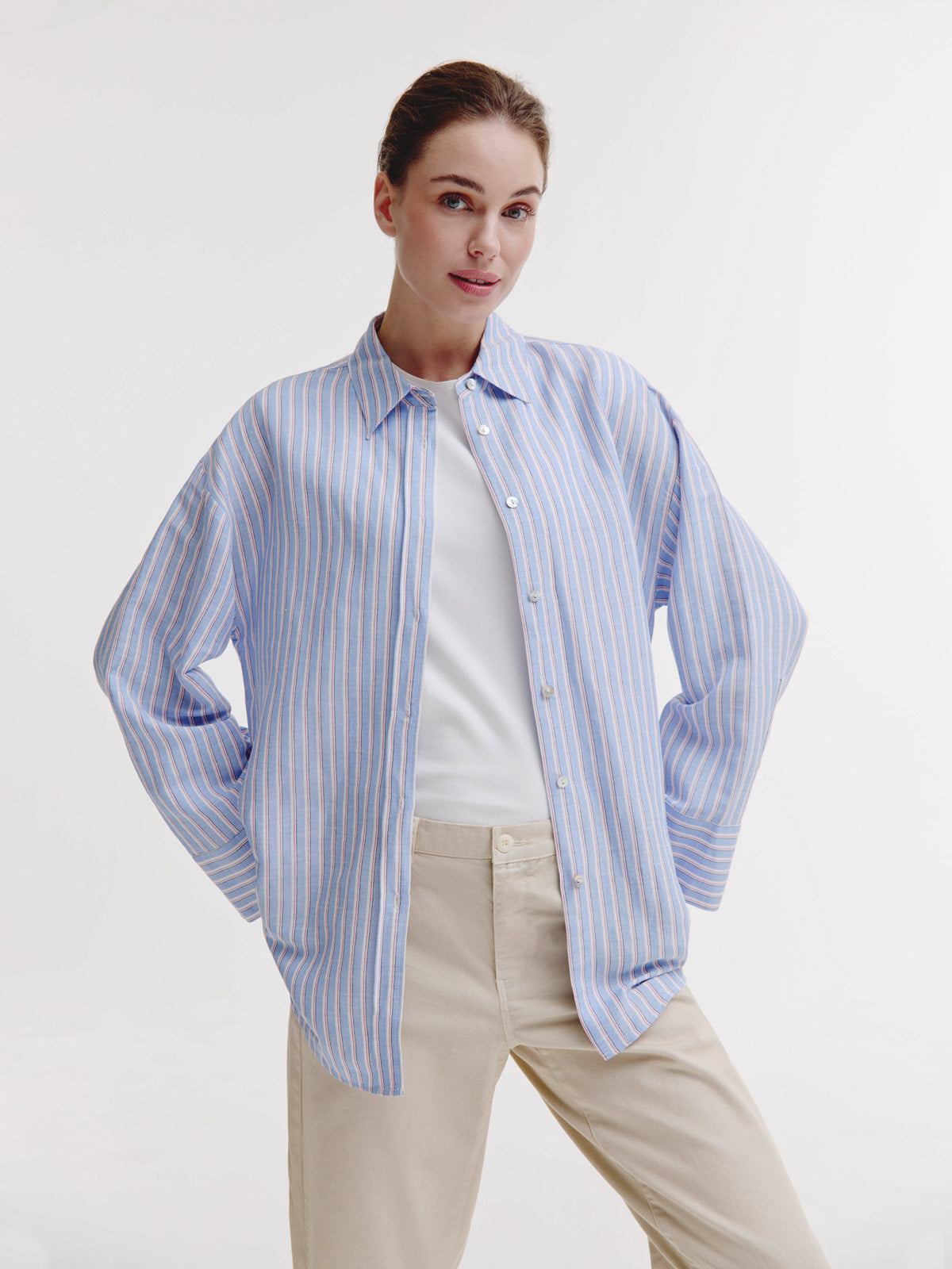 Brandy Blouse | Light Blue stripe