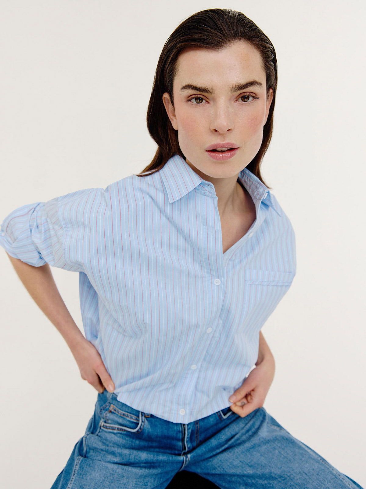 Bink Blouse | Light Blue stripe