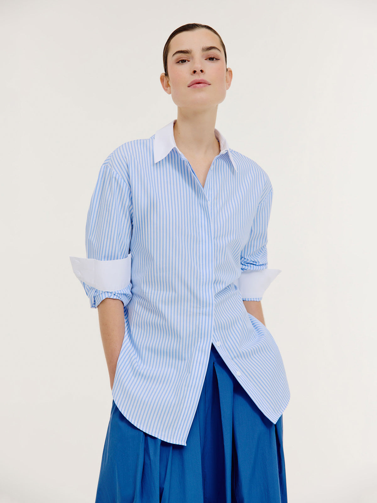 Brice Blouse | Light Blue stripe