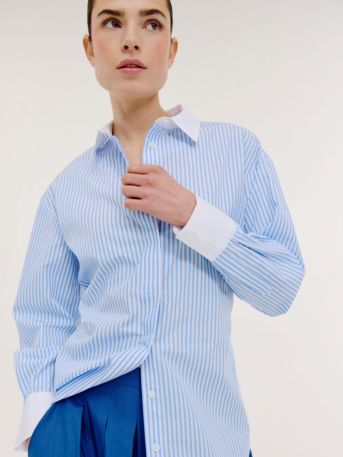 Brice Blouse | Light Blue stripe