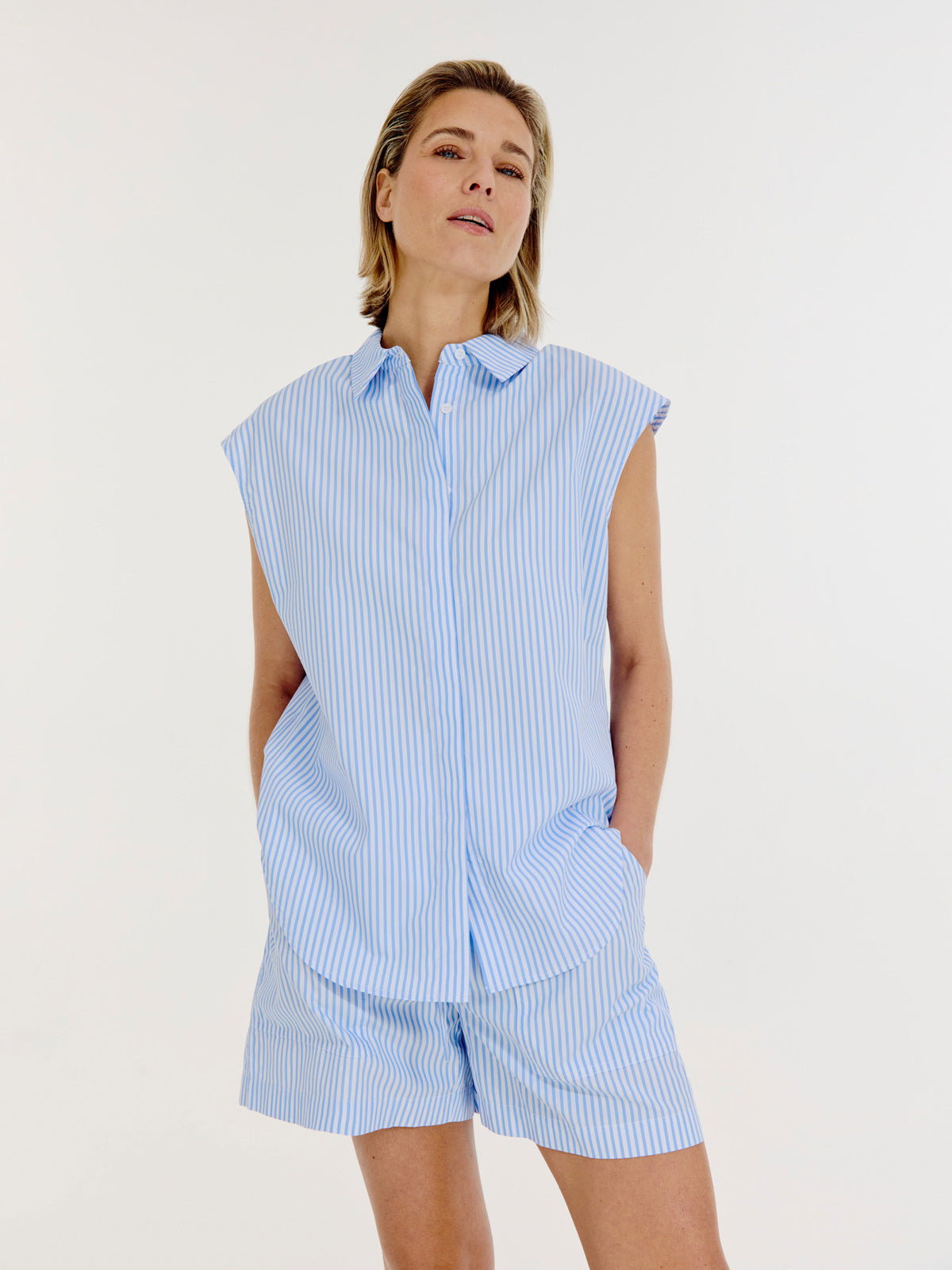 Brynn Blouse | Light Blue stripe