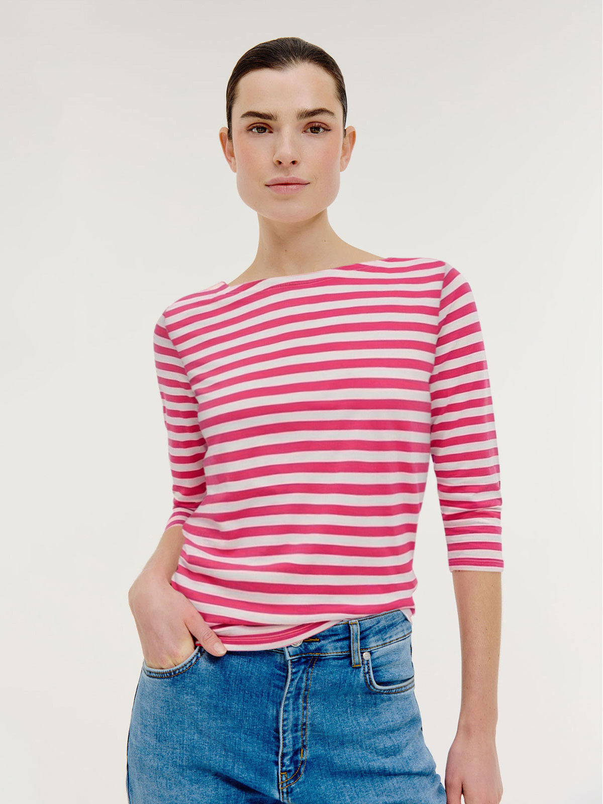 Brit T-shirt | Framboos stripe