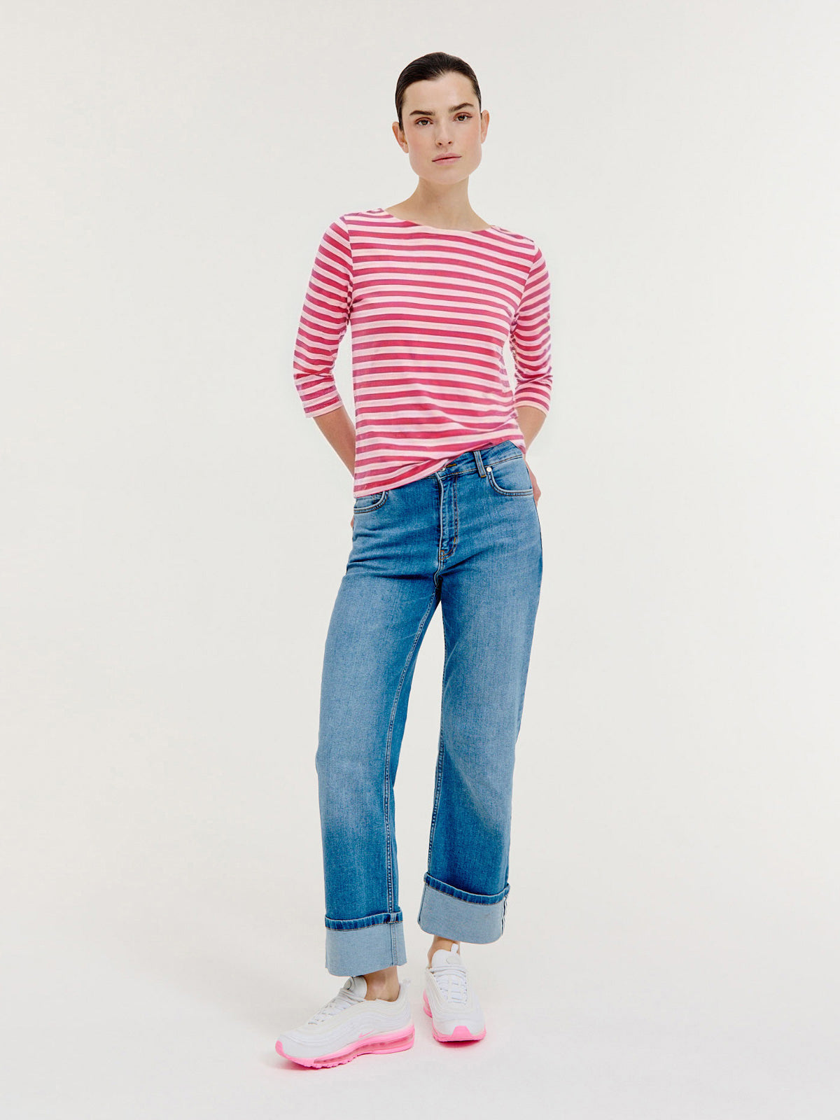 Brit T-shirt | Framboos stripe
