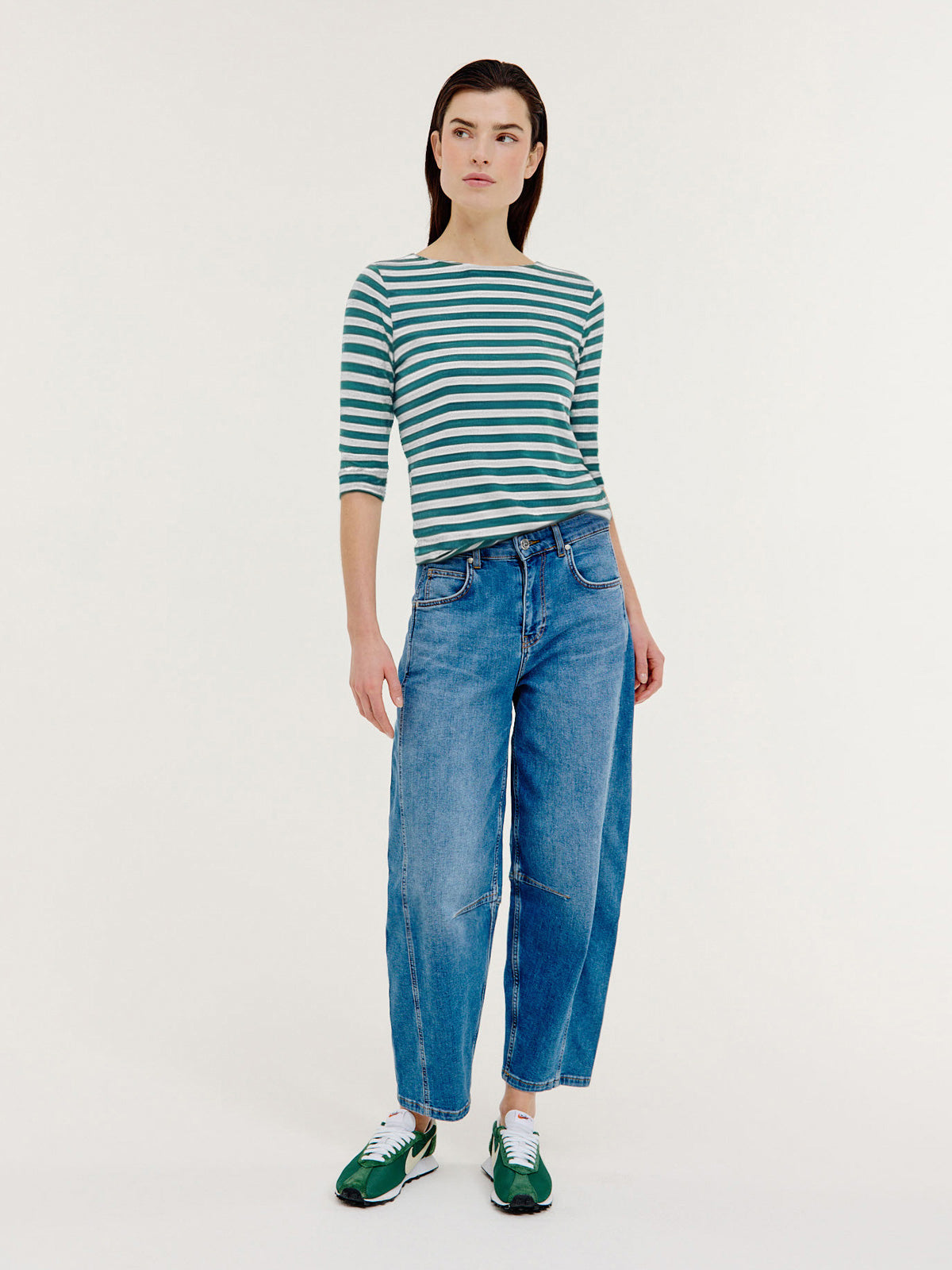 Brit T-shirt | Dark Green stripe