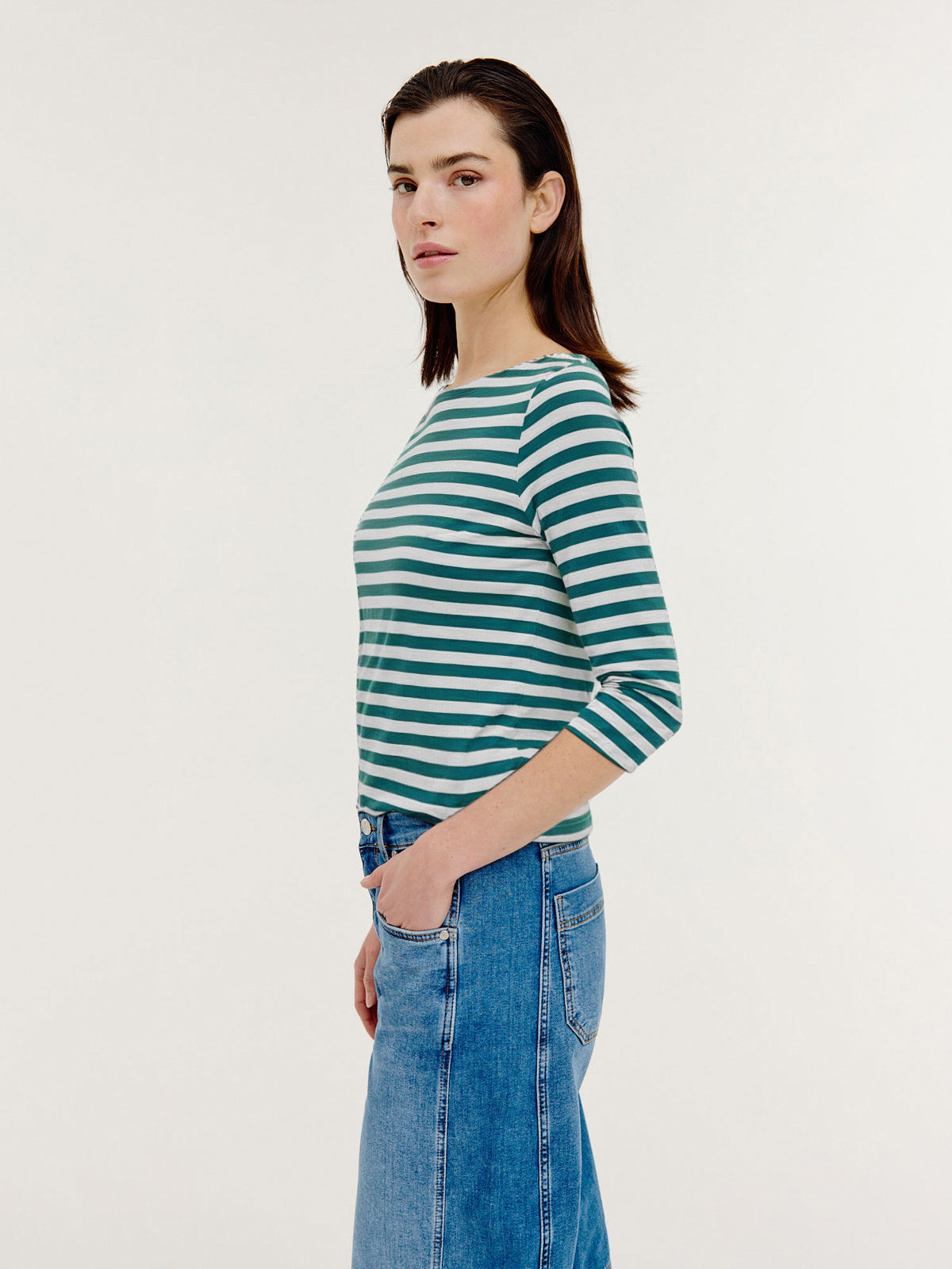 Brit T-shirt | Dark Green stripe