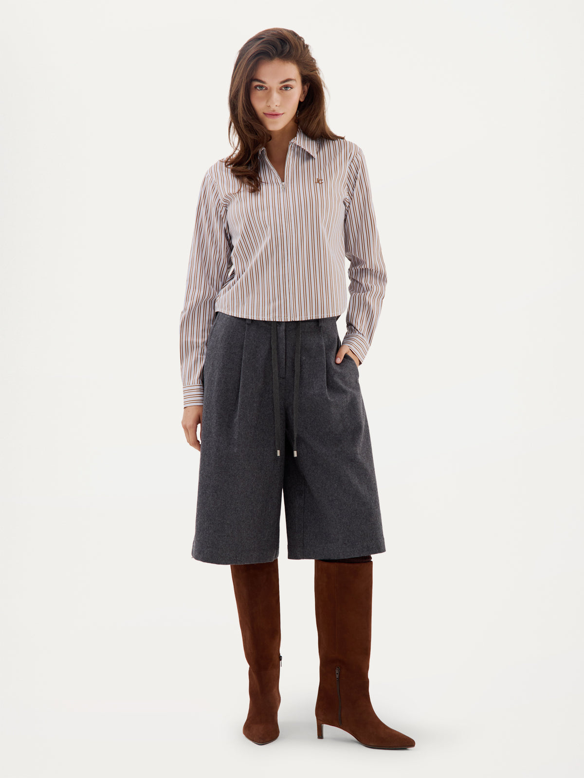 Bodine Blouse | Camel stripe