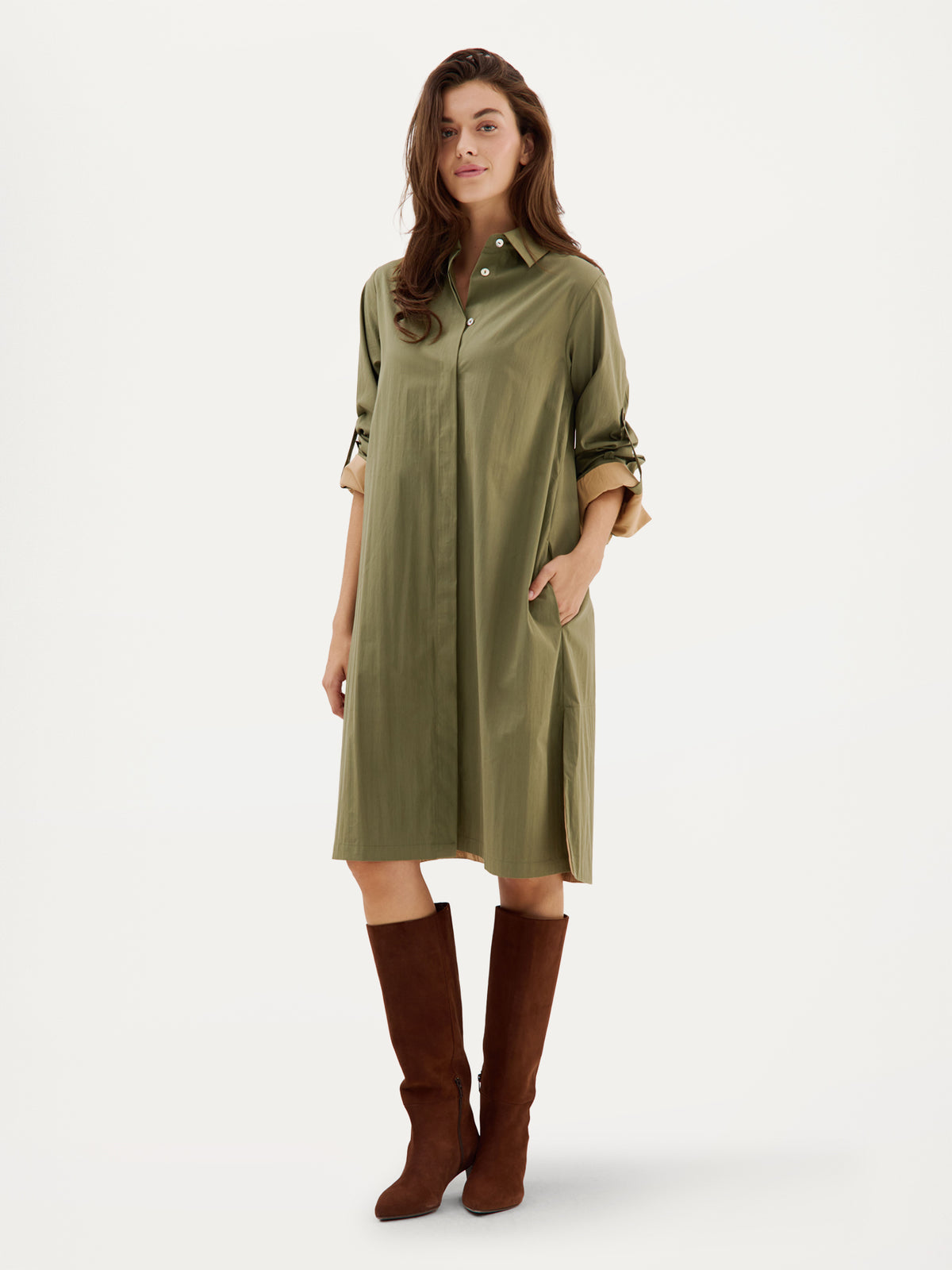 Caron Dress | Moss Green