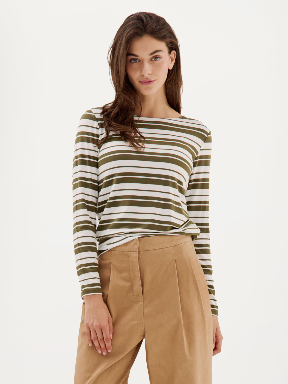 Aline T-Shirt | Moss Green Stripe