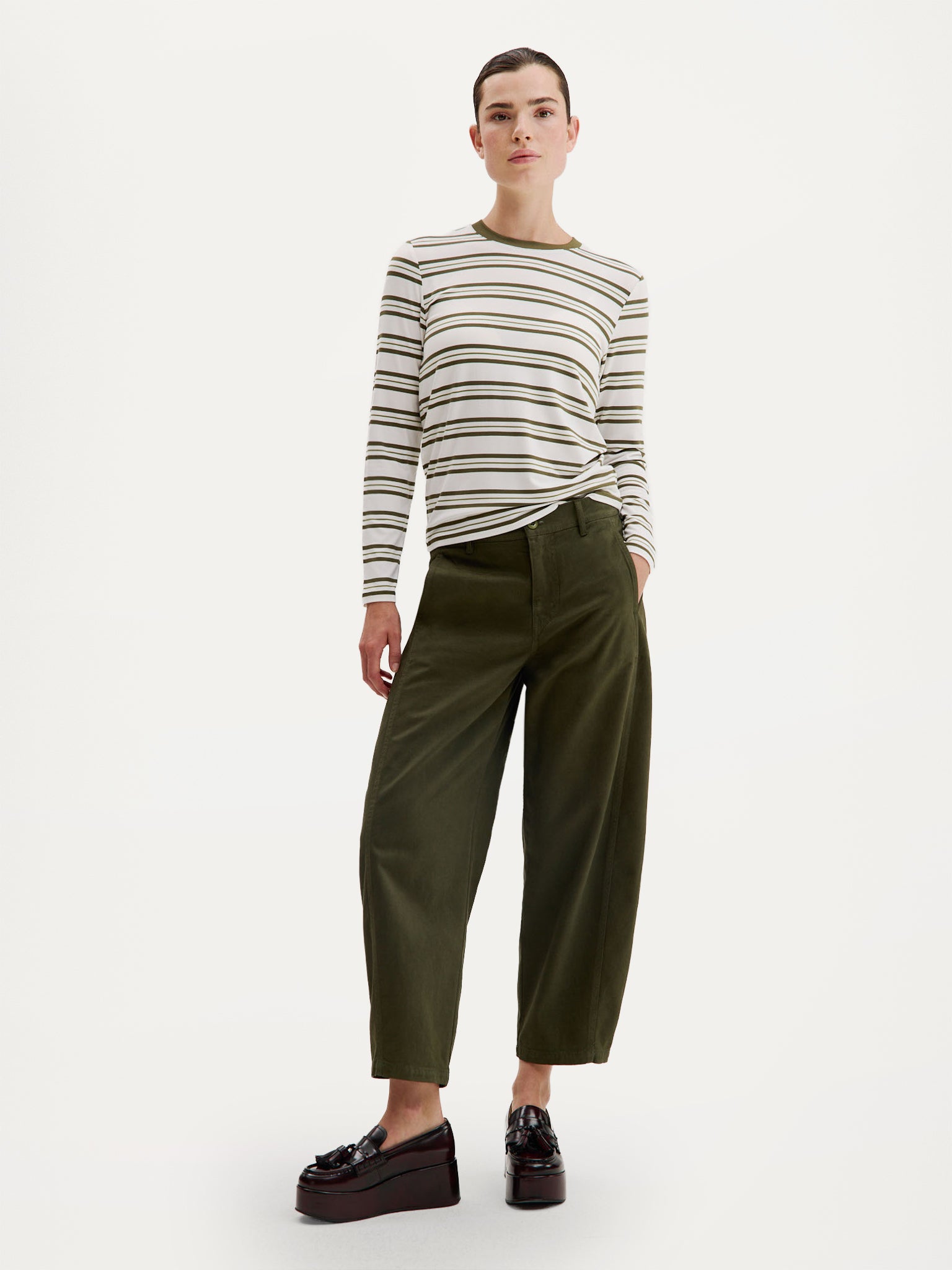 Cosimo T-Shirt | Moss Green Stripe