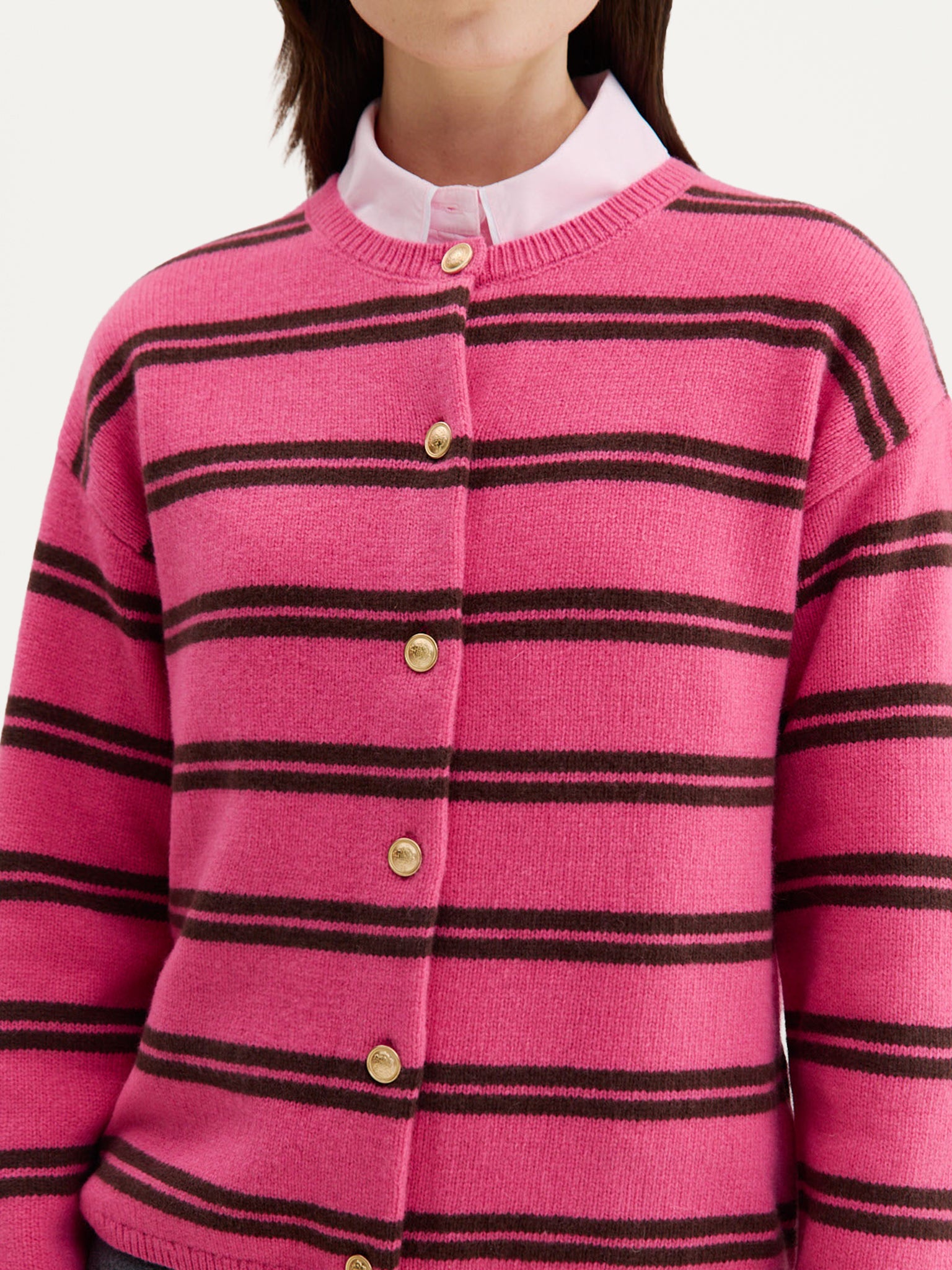 Chiara Cardigan | Stripe Fuchia