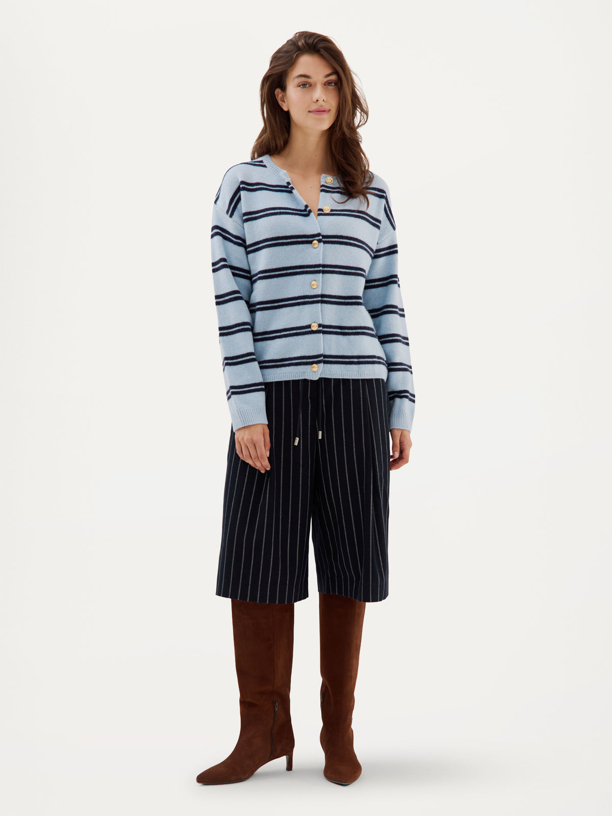 Chiara Cardigan | Light Blue stripe