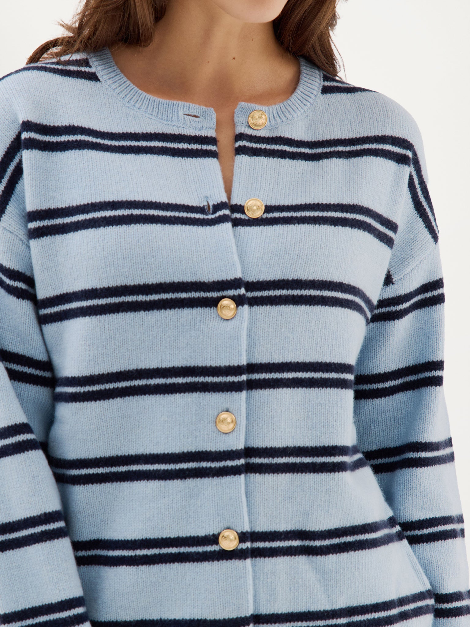 Chiara Cardigan | Light Blue stripe