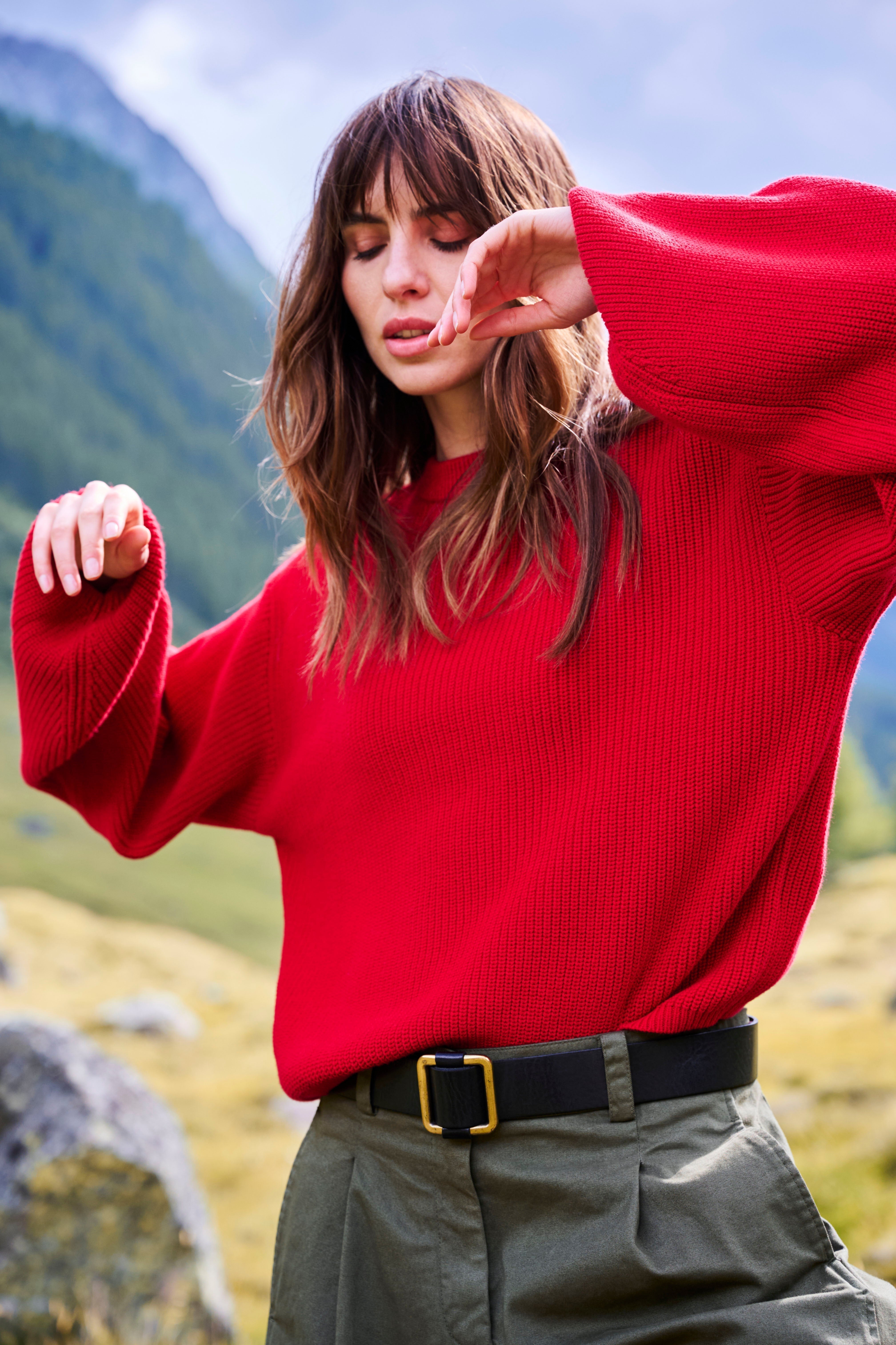 Josephine & Co Wearing Red Sweater