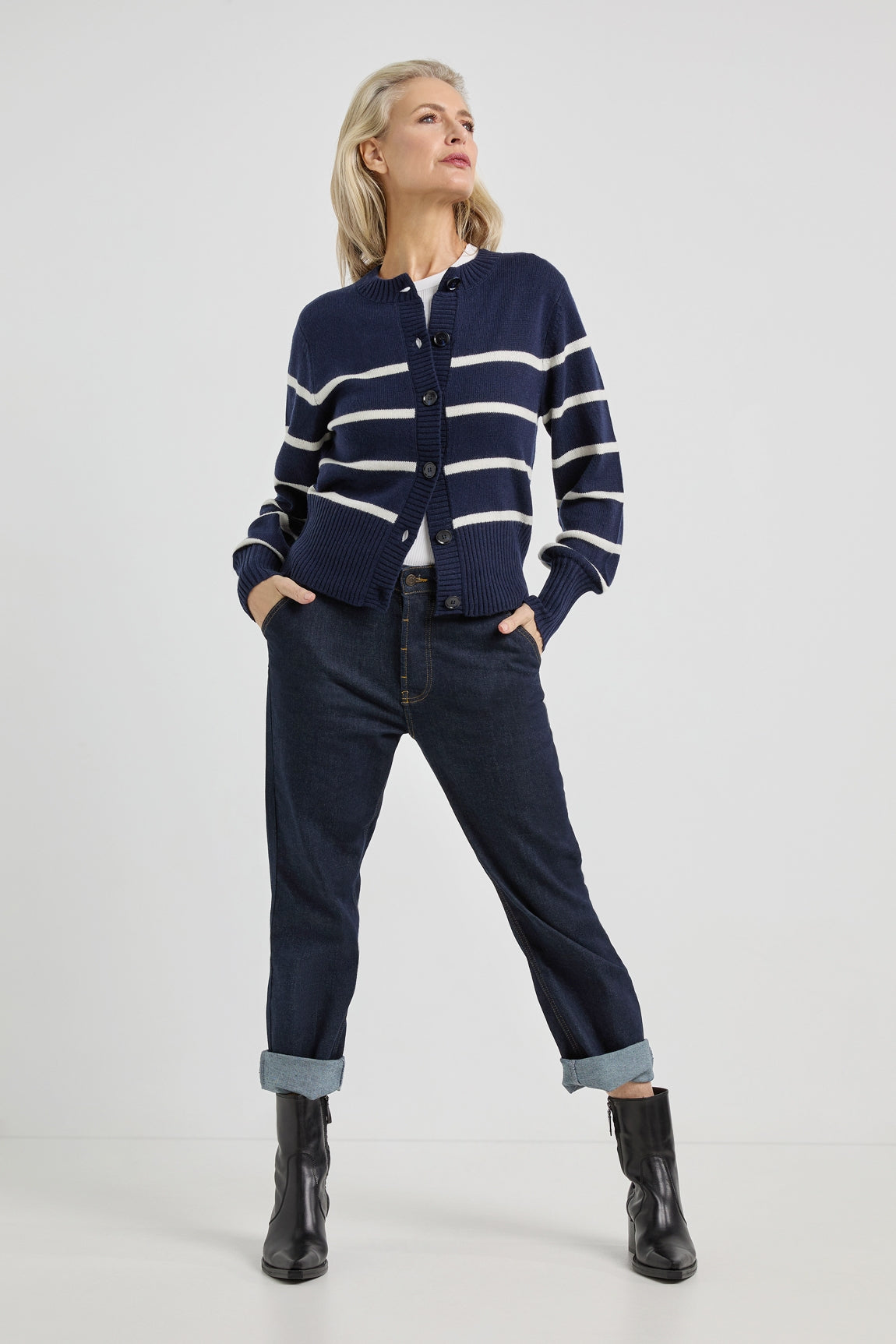 Anja cardigan | Navy stripe