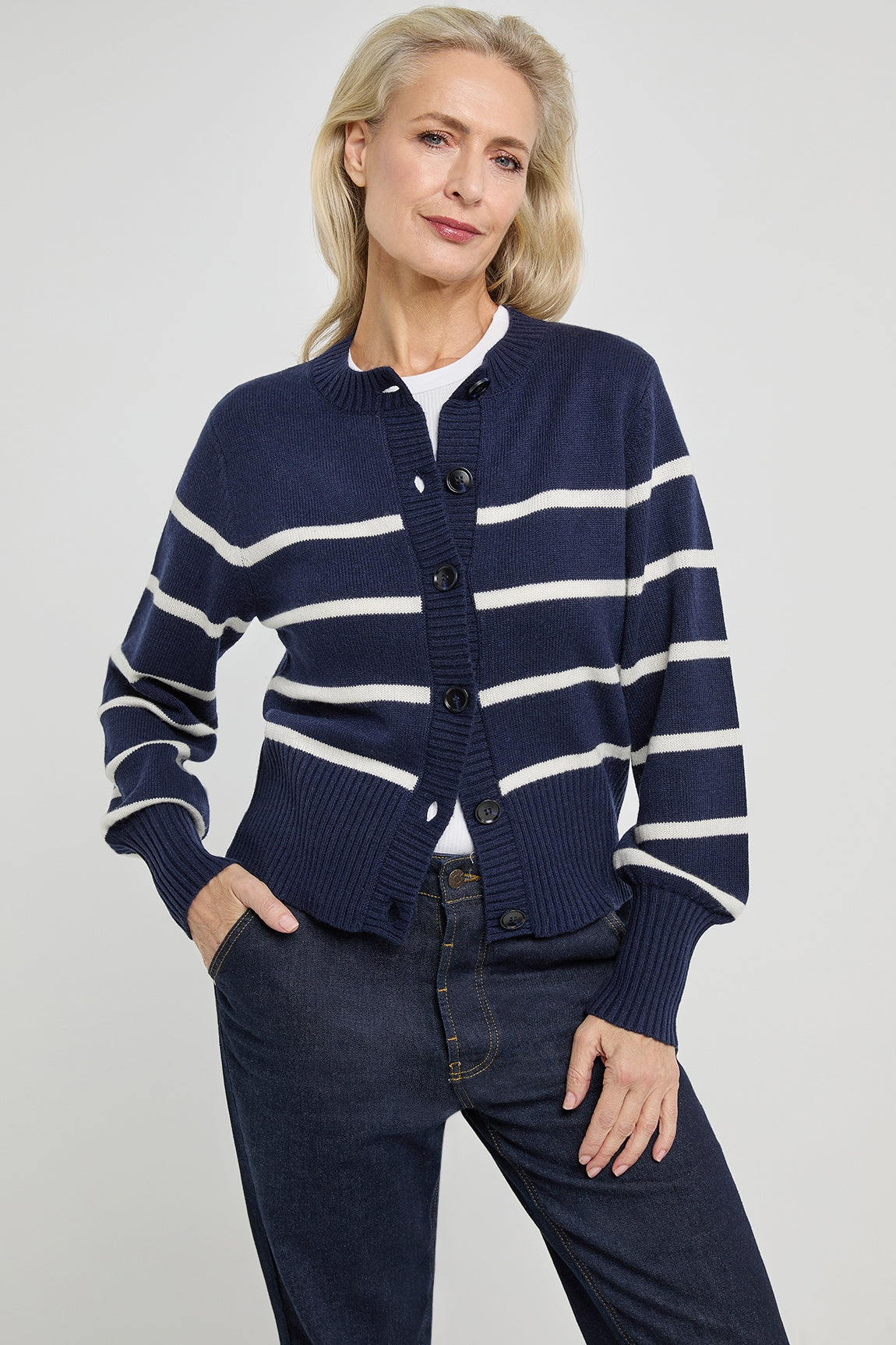 Anja cardigan | Navy stripe