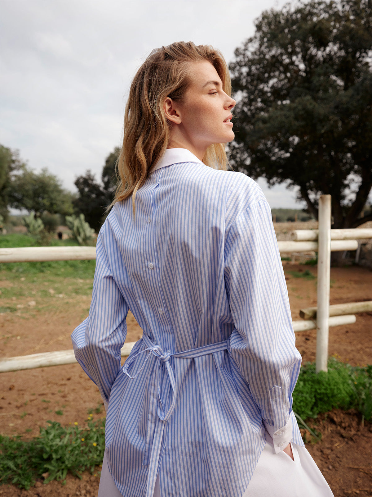 Brice Blouse | Light Blue stripe