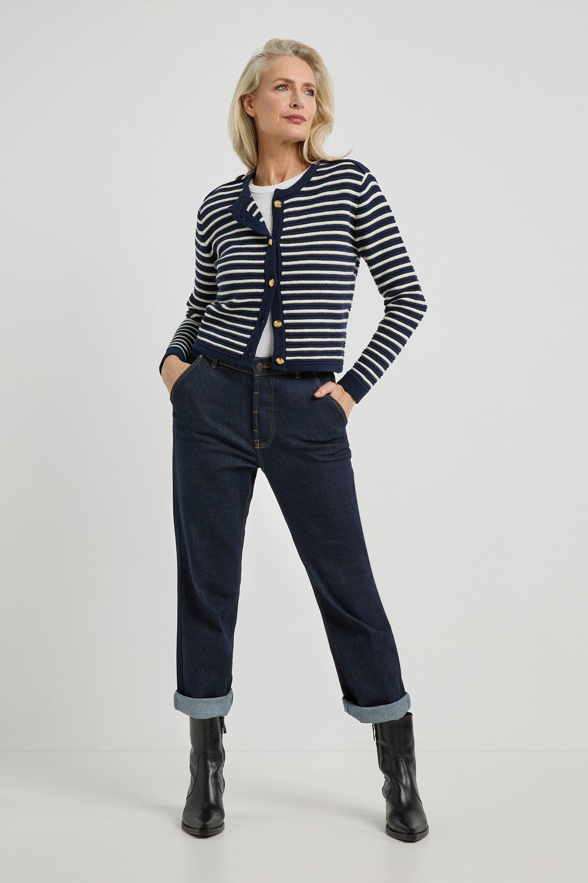 Avery cardigan | Navy stripe