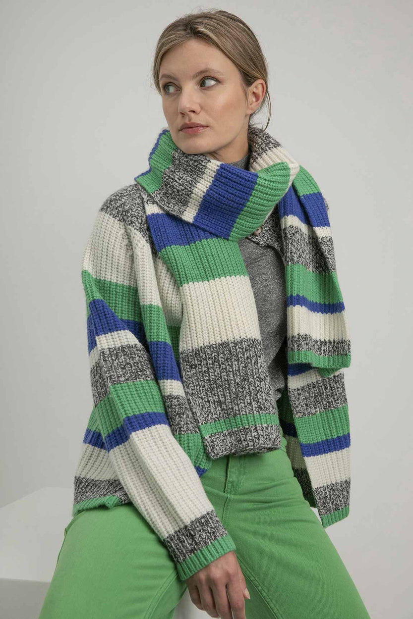 Sabrina scarf | Parrot green stripe