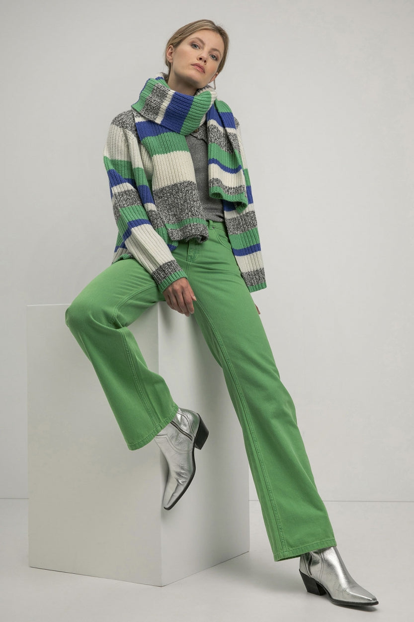 Sabrina scarf | Parrot green stripe