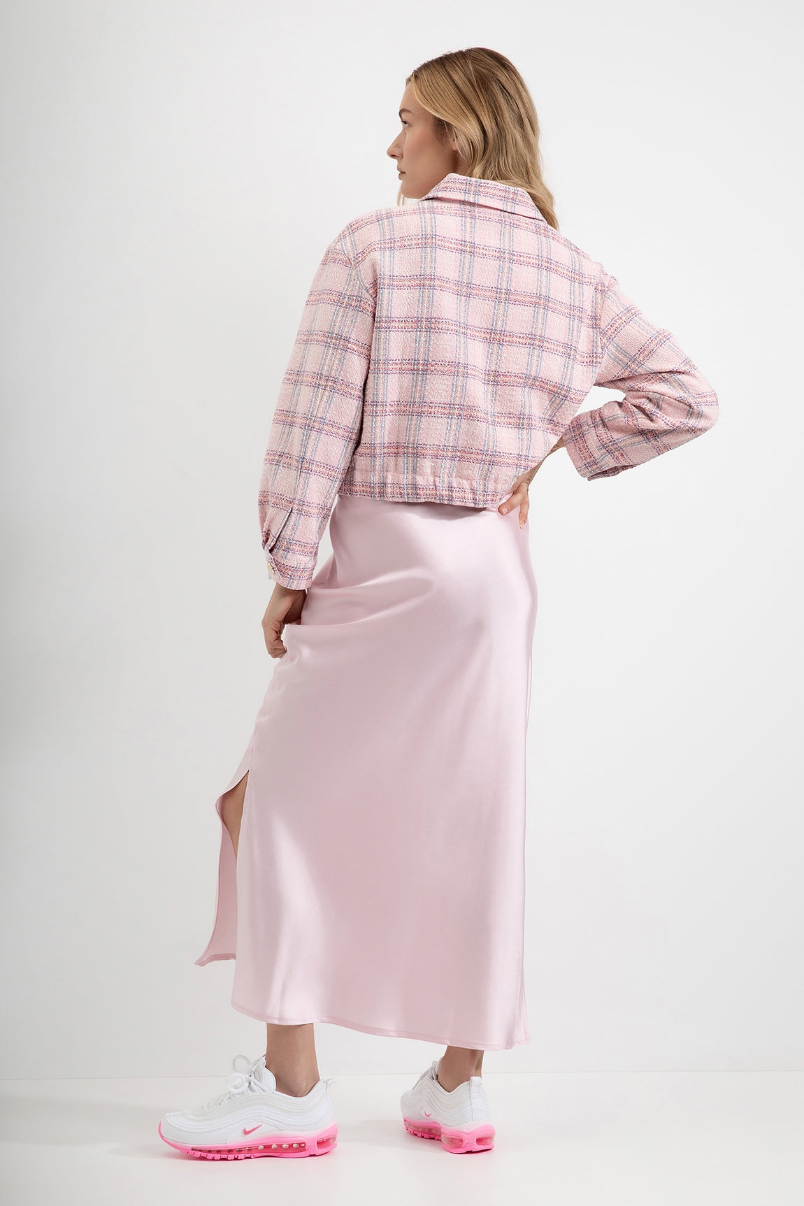 Bouclé Checkered Jacket Daria | Soft Pink check