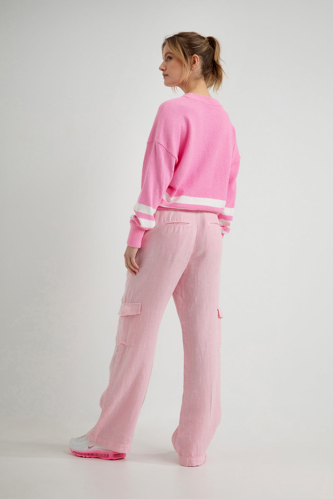 Linen Cargo Trousers Duco | Soft Pink