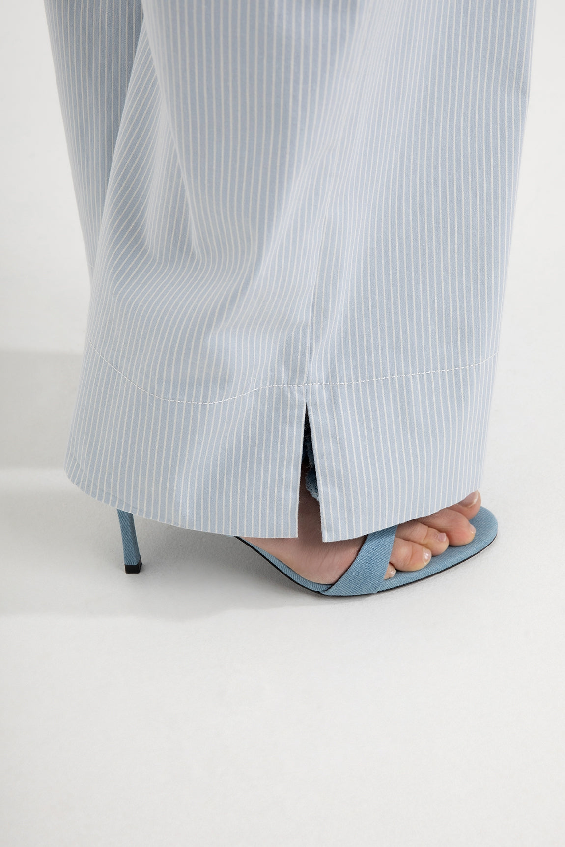 Stretch Cotton Pants Devina | Light Blue stripe