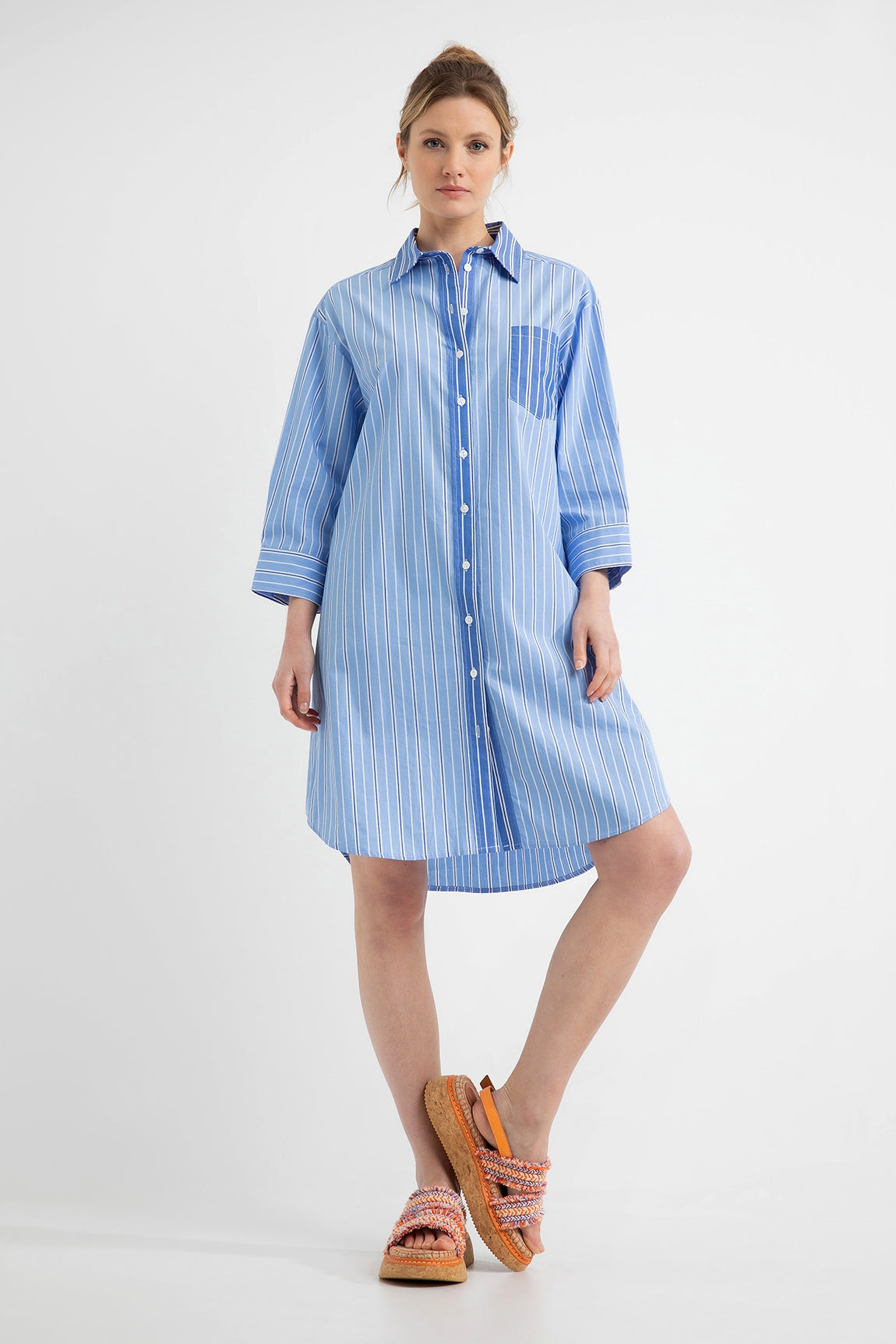 Shirt Dress Daantje | Light Blue stripe
