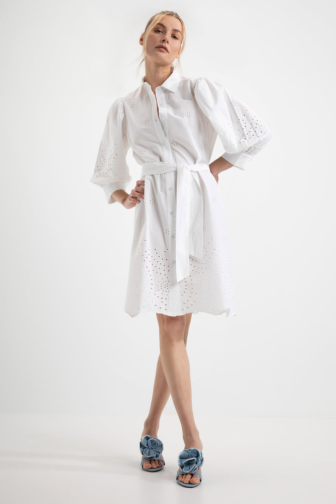 Cotton Broderie Dress Dilara | White