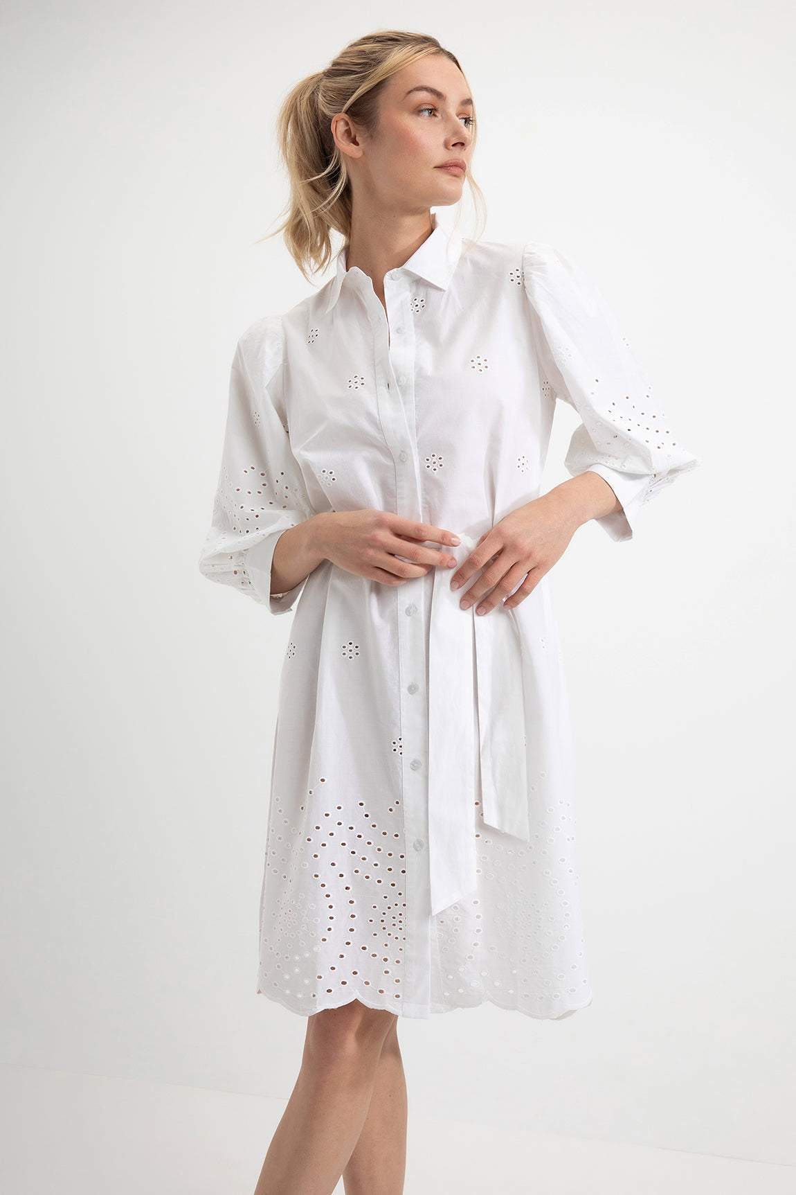 Cotton Broderie Dress Dilara | White