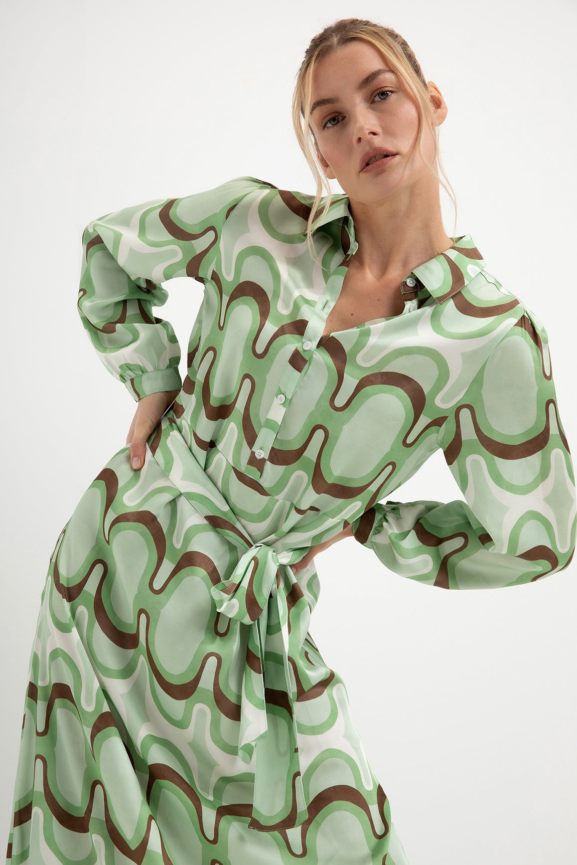 Print Dress Dahlia | Sea Green print
