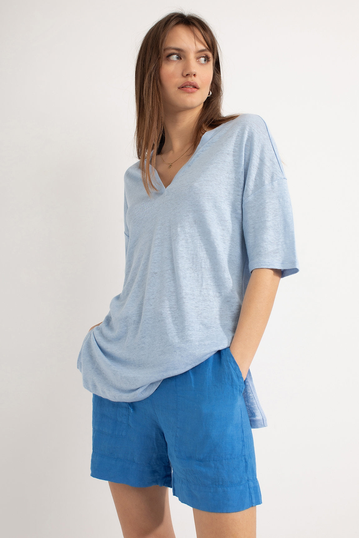 Linen T-Shirt Danielle | Light Blue