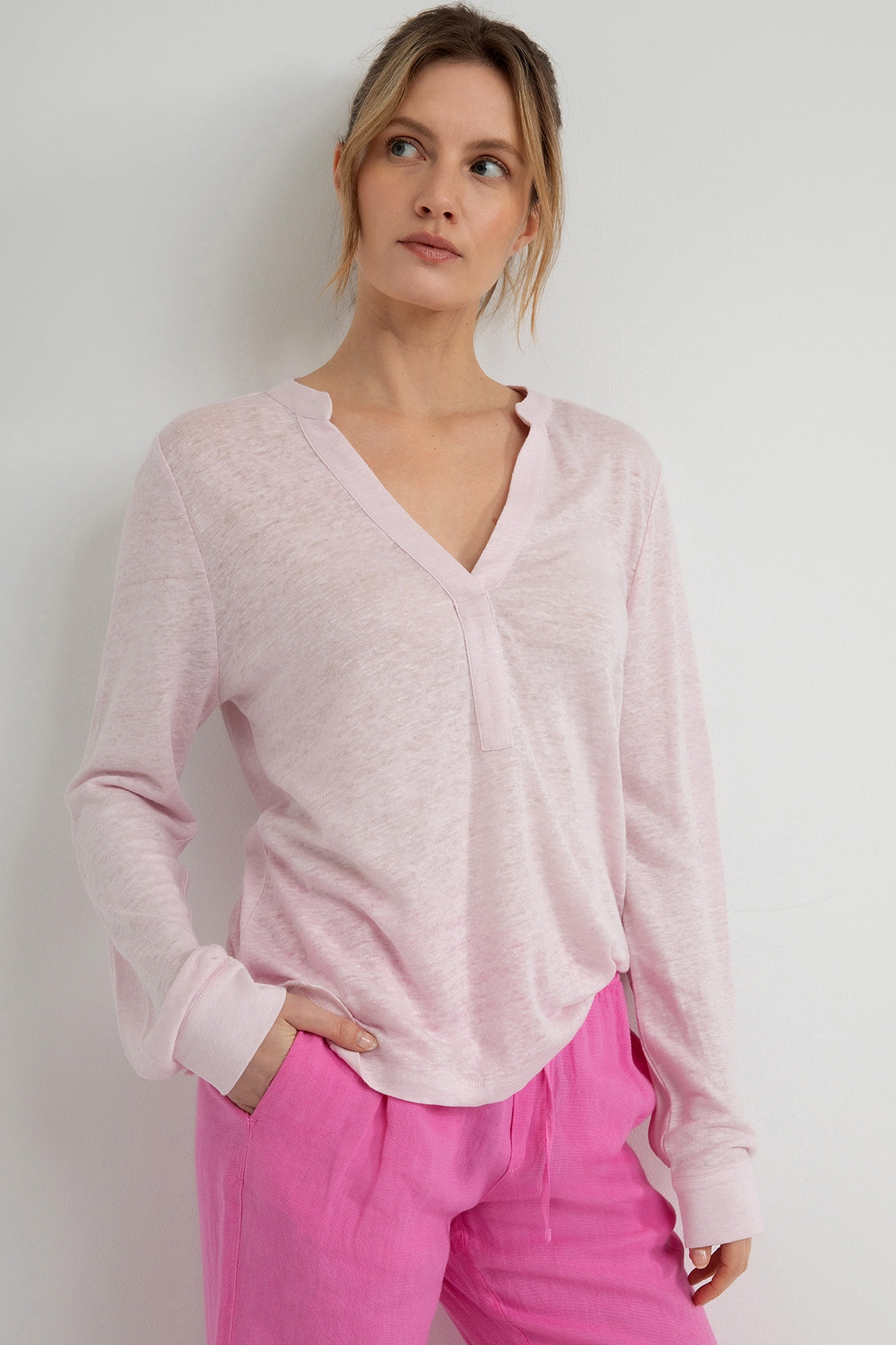 Linen T-Shirt Dolf (Dennis) | Soft Pink