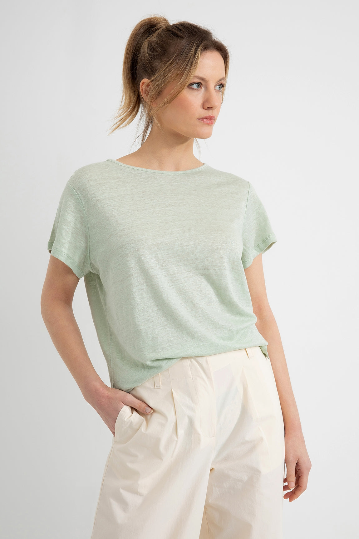 Linen T-Shirt Don | Jade
