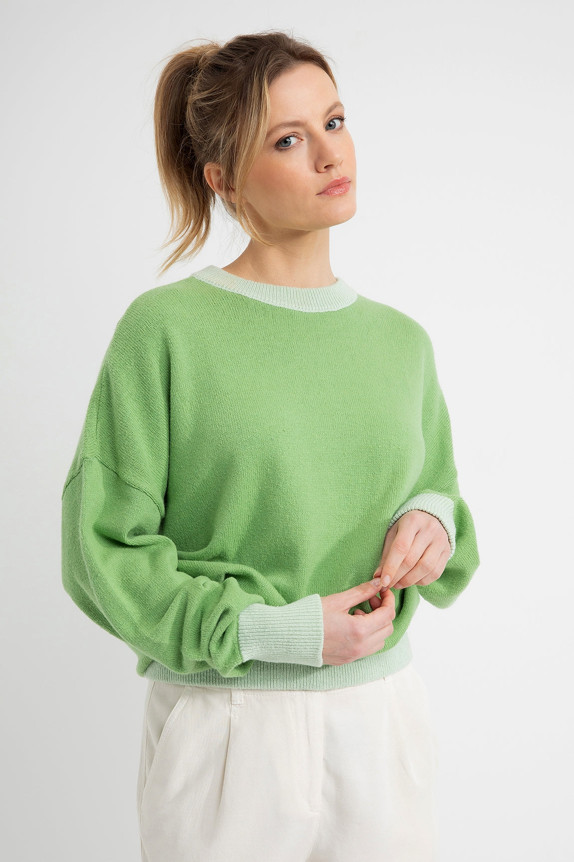 Cotton and Merino Sweater Debora | Sea Green