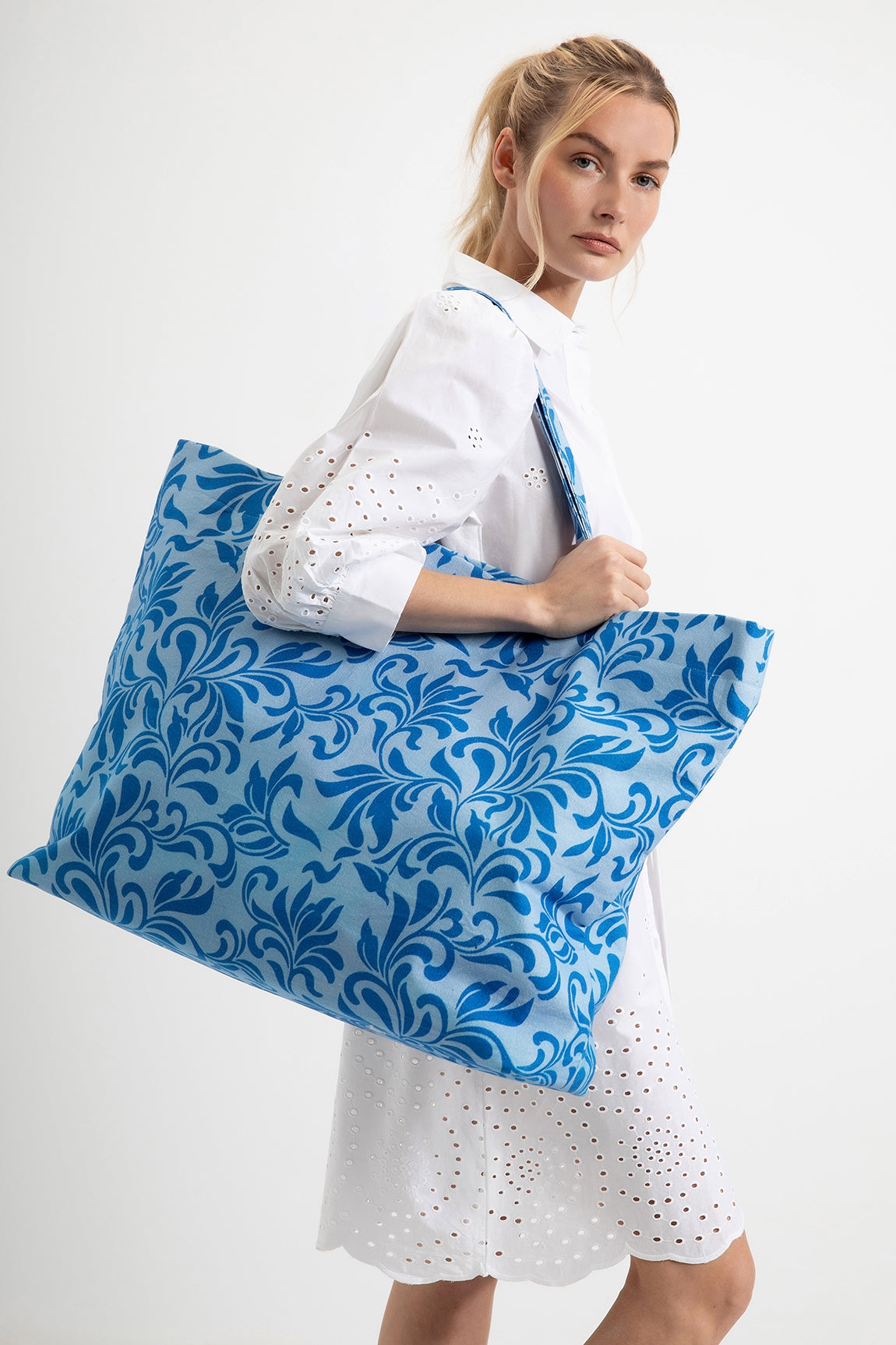 Beach Bag Cotton | Cobalt Blue print