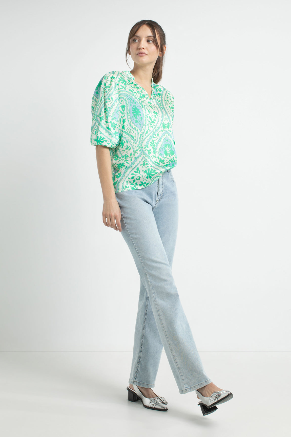 Denver blouse | Parrot Green print