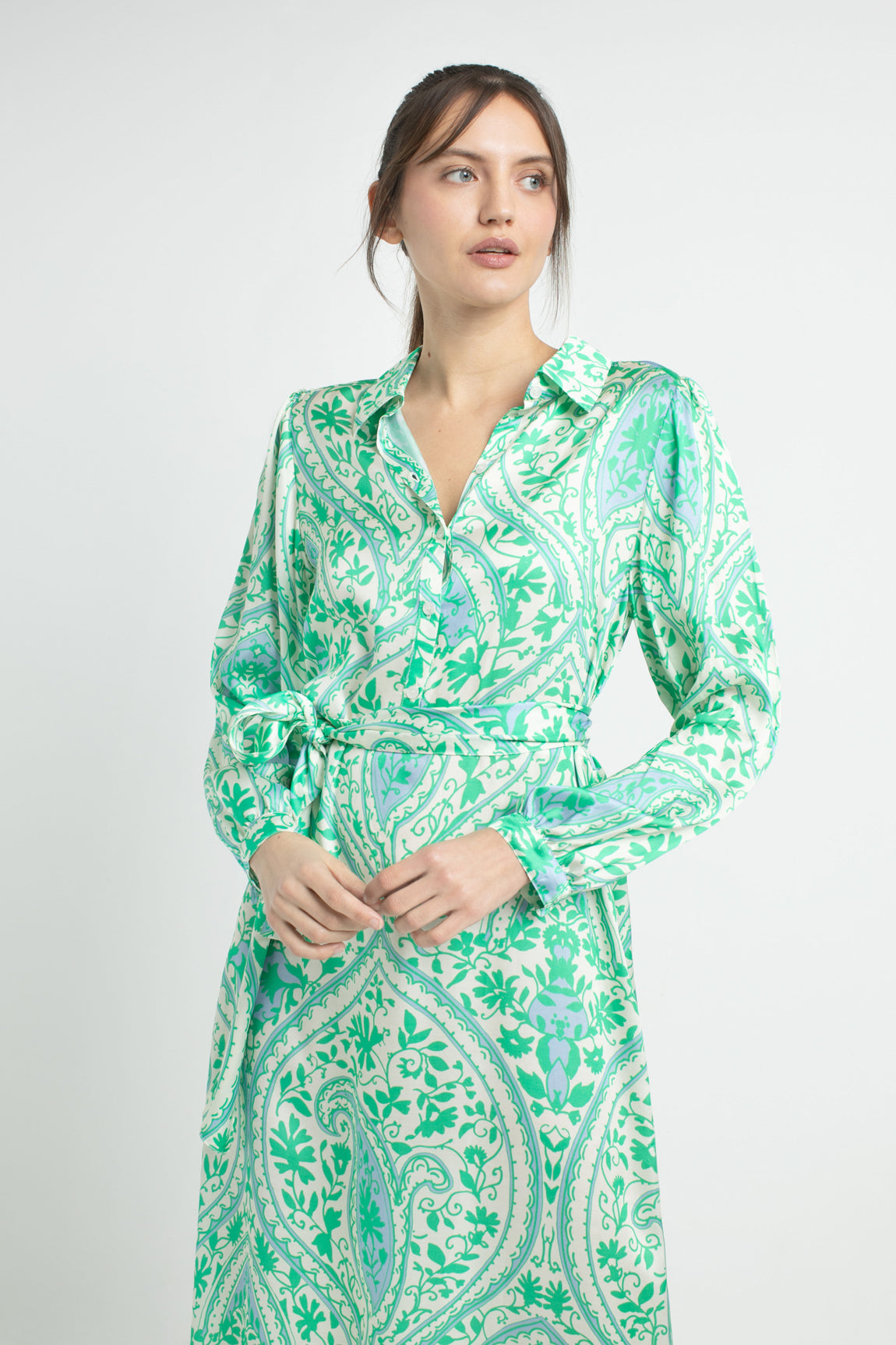 Dahlia dress | Parrot Green print